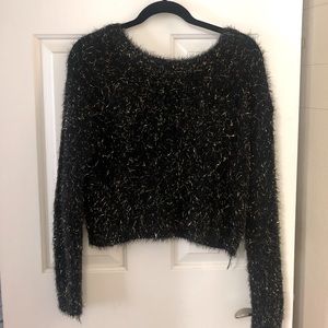 Fuzzy Black and Gold Sweater